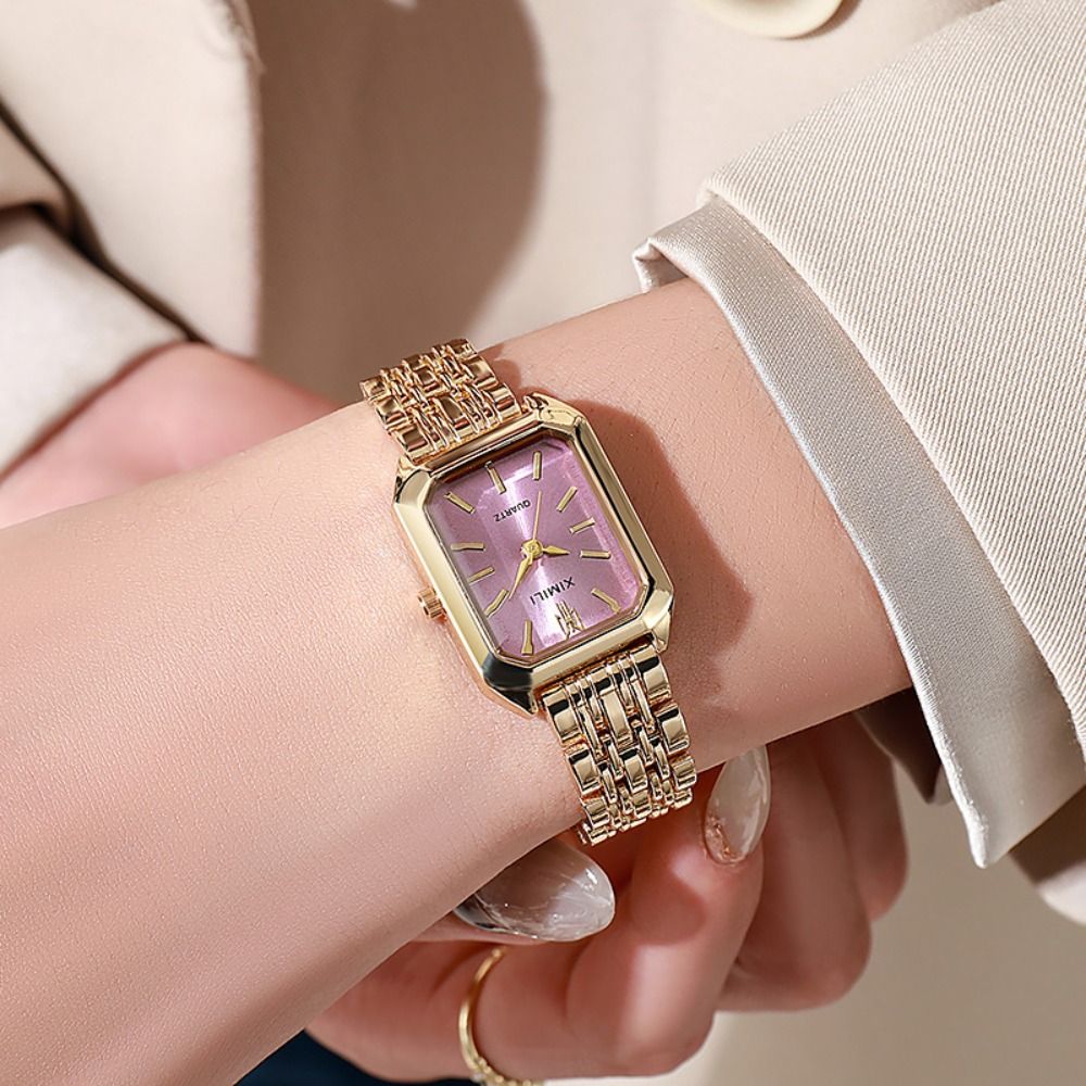 Canvas Strap Watch - ファッションステンレススチールクォーツ腕時計、クォーツ折りたたみ式バックル、女性用腕時計、高級ギフト、スクエアストラップウォッチ、学生向け