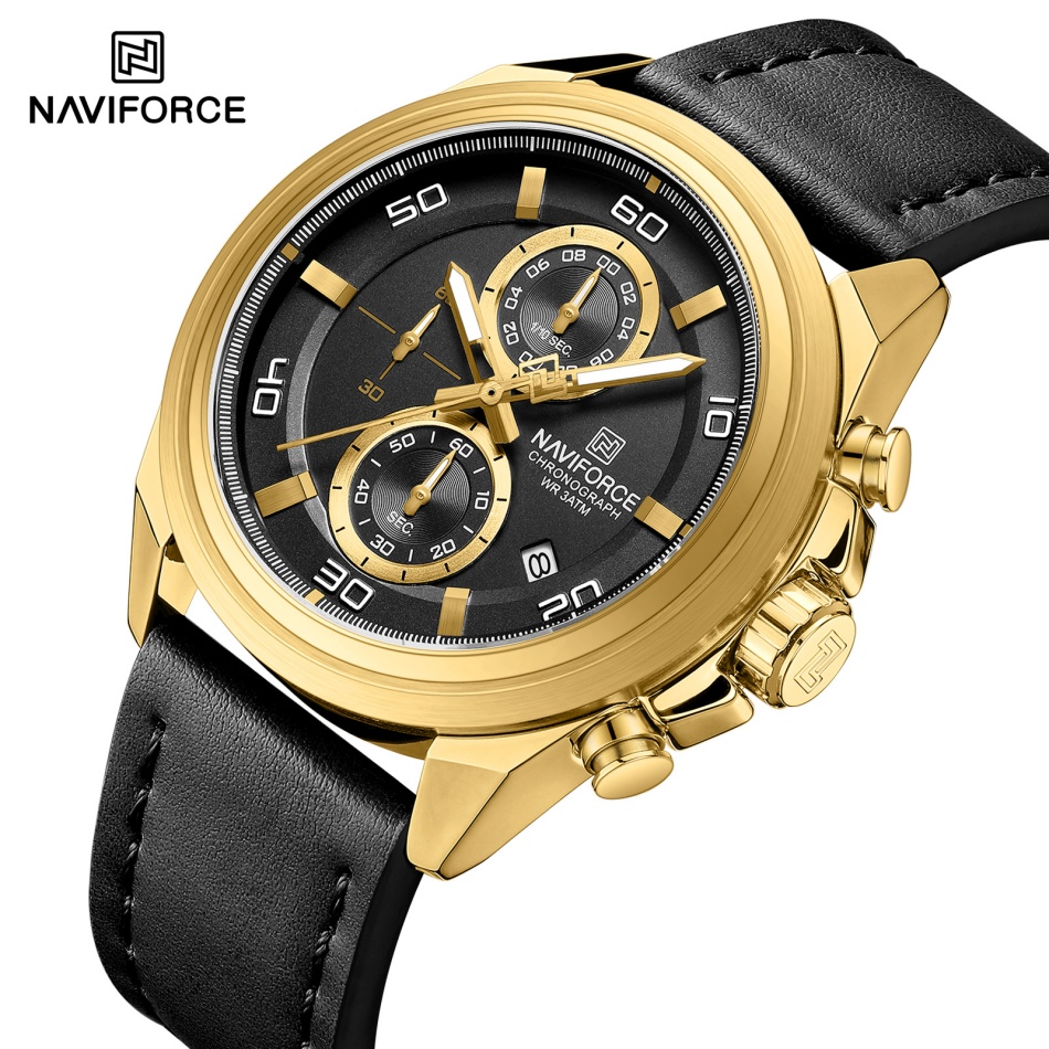 Leather Watch Band Men - NAVIFORCE ハンズ腕時計 本革ストラップ 合金ケース カジュアルウォッチ ドレスウォッチ