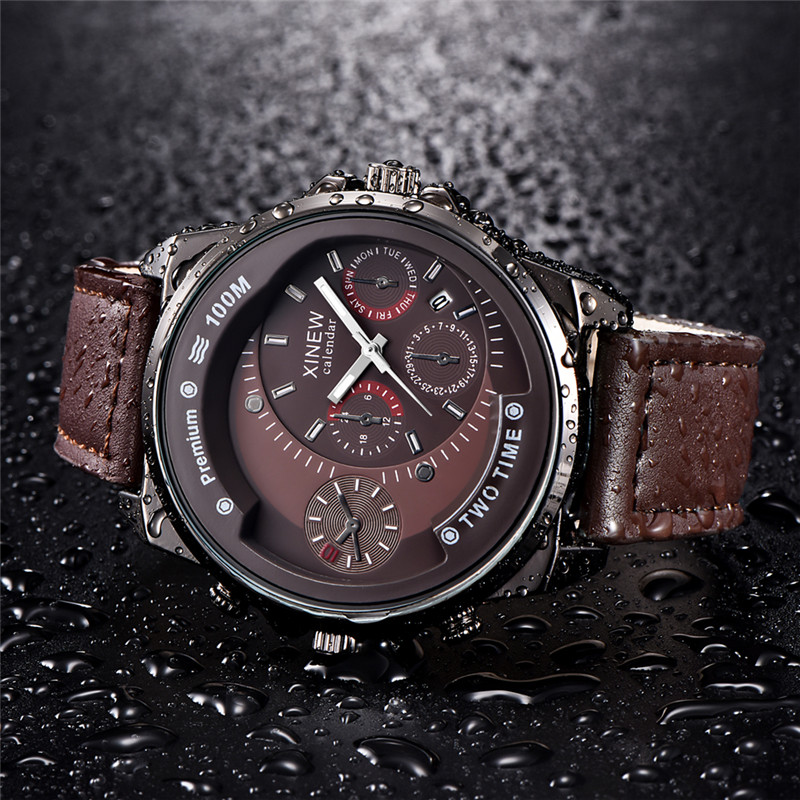 オリジナル XINEW ブランドメンズ腕時計黒ボーイズファッ - Leather Watch Band Men のレビューと価格