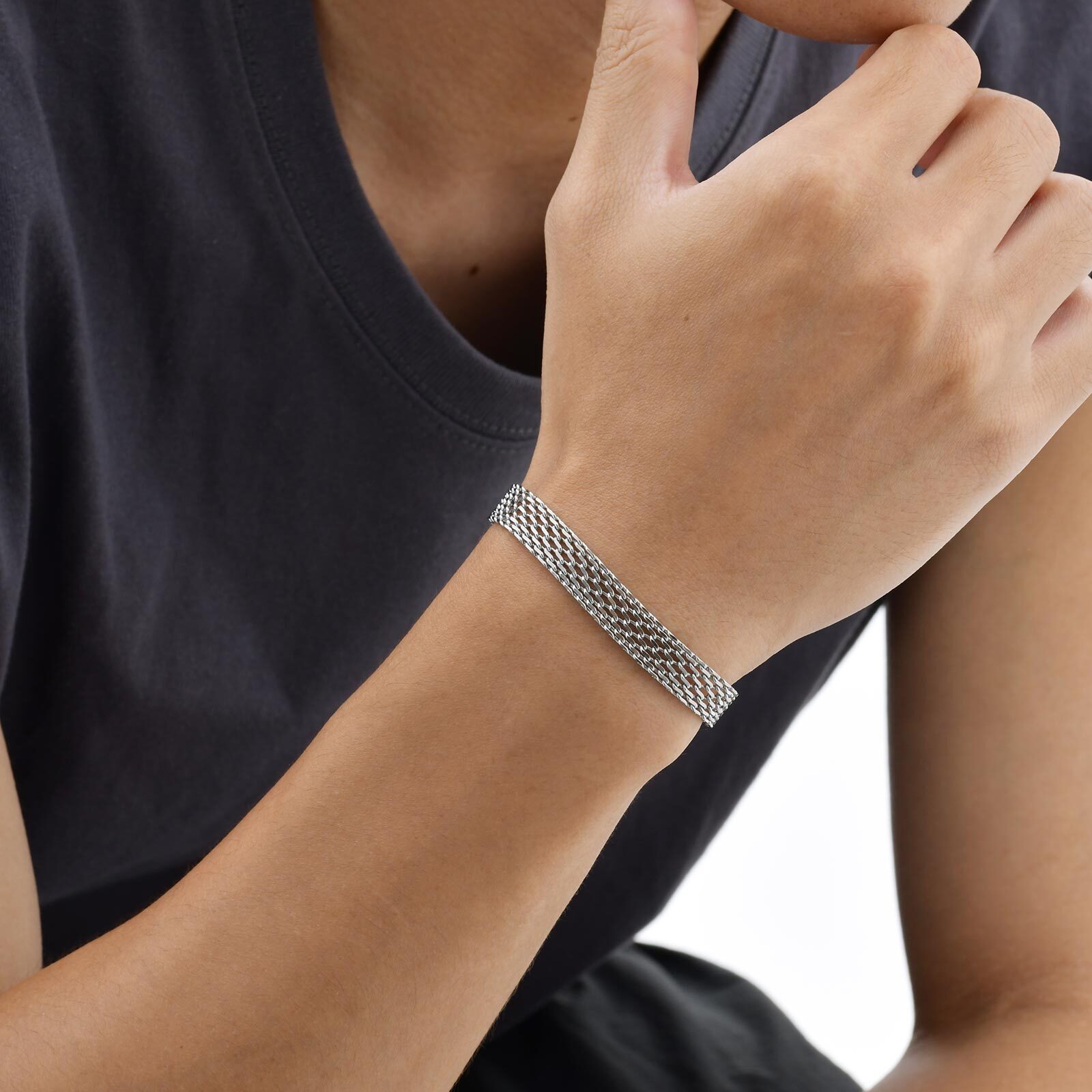 3/8mmメッシュストラップチェーンブレスレット メンズ ボ - Mesh Strap Metal のレビューと価格