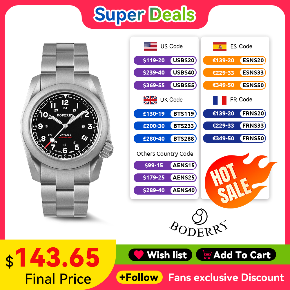 Boderry ボイジャーフィールドウォッチチタン自動ダイブ - Seiko Watch 5 Sports のレビューと価格