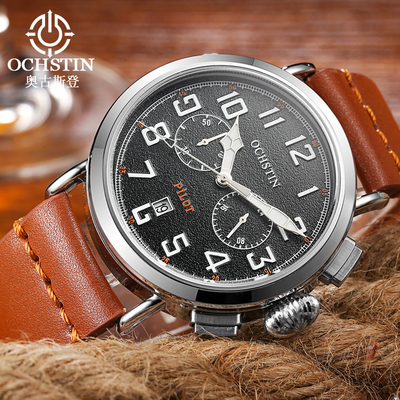 OCHSTIN 本革ストラップ男性クォーツ腕時計メンズ防水多 - Leather Watch Band Men のレビューと価格
