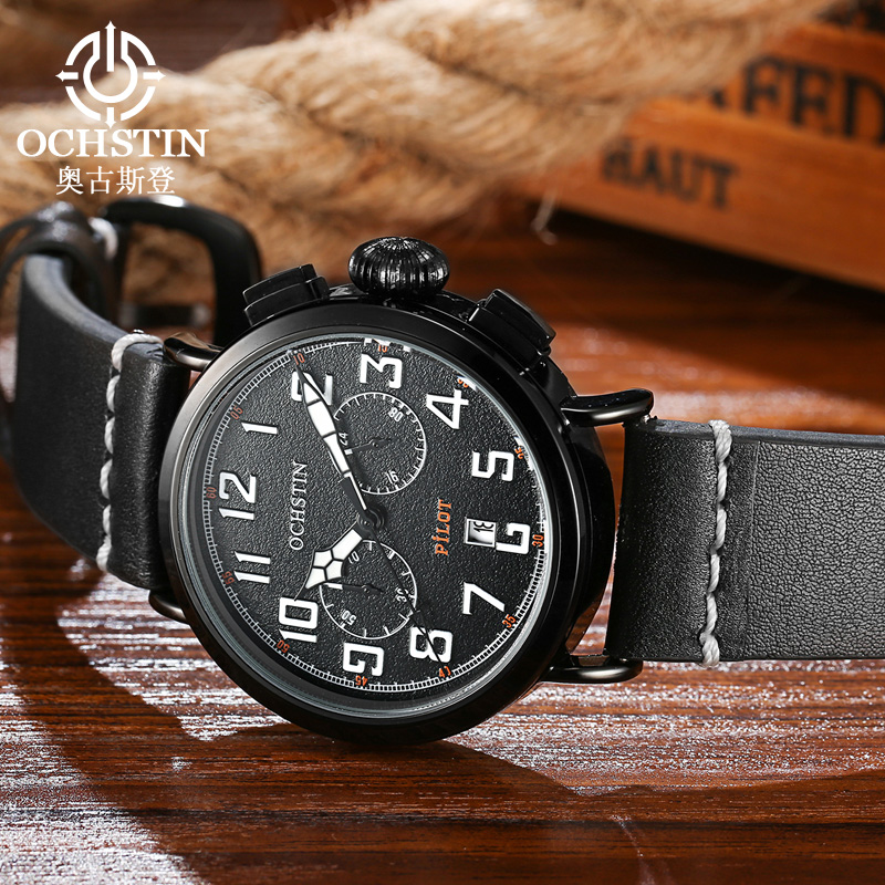 OCHSTIN 本革ストラップ男性クォーツ腕時計メンズ防水多 - Leather Watch Band Men のレビューと価格