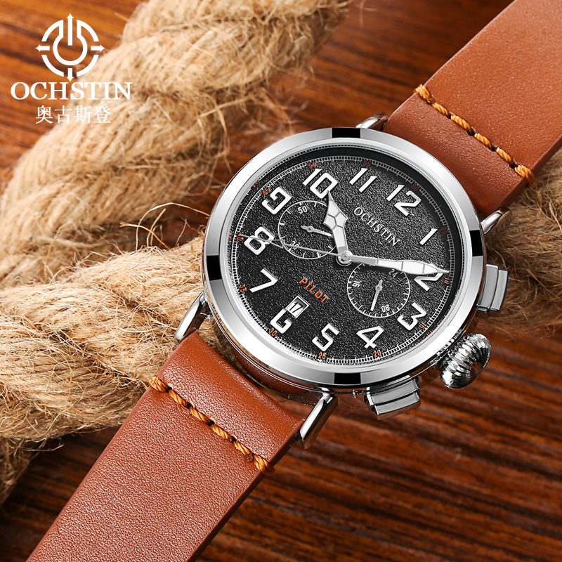 OCHSTIN 本革ストラップ男性クォーツ腕時計メンズ防水多 - Leather Watch Band Men のレビューと価格